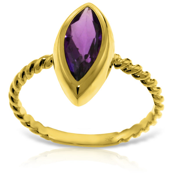 14K Solid Yellow Gold Rings w/ Natural Marquis Amethyst