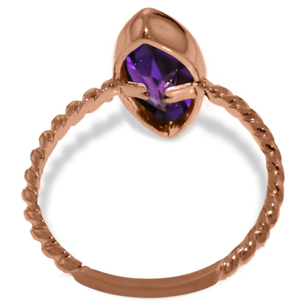 14K Solid Rose Gold Rings w/ Natural Marquis Amethyst
