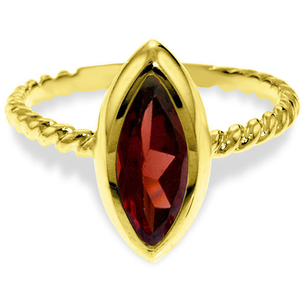 14K Solid Yellow Gold Rings w/ Natural Marquis Garnet