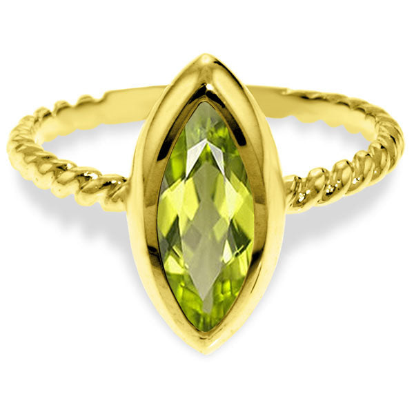 14K Solid Yellow Gold Rings w/ Natural Marquis Peridot