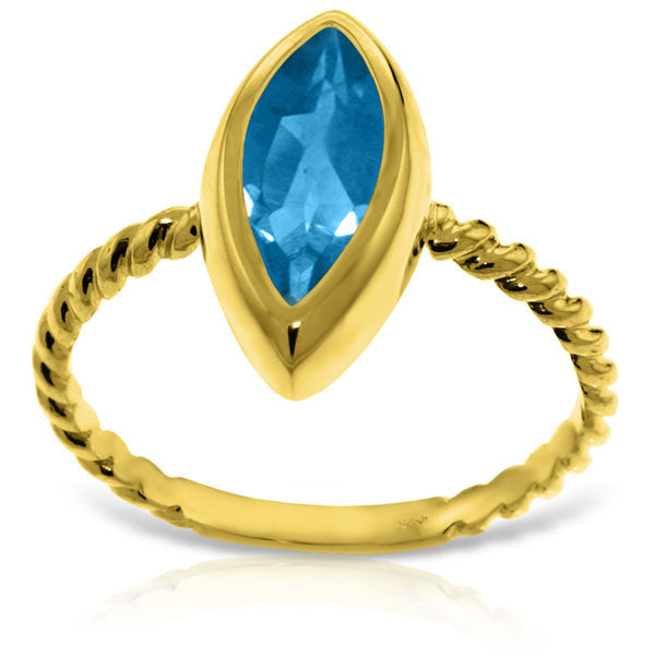 14K Solid Yellow Gold Rings w/ Natural Marquis Blue Topaz