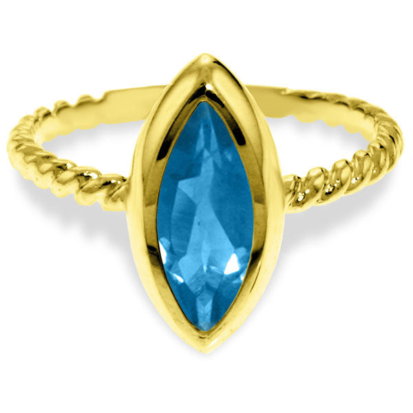 14K Solid Yellow Gold Rings w/ Natural Marquis Blue Topaz