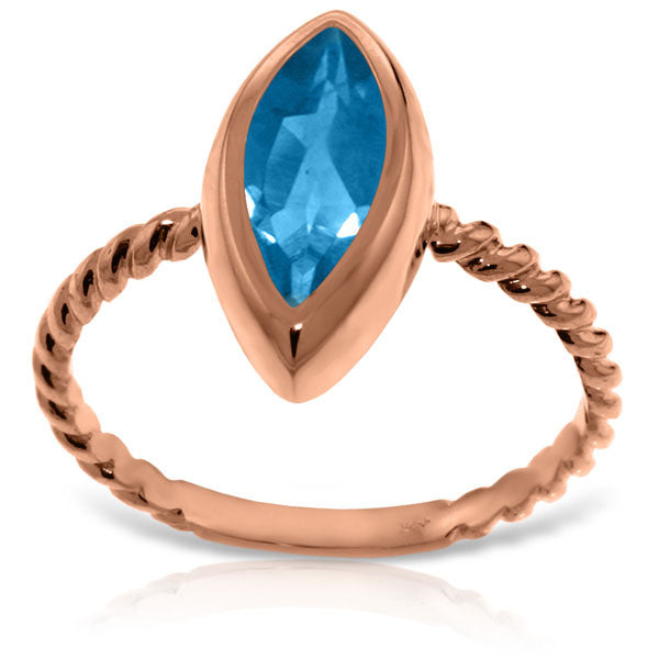 14K Solid Rose Gold Rings w/ Natural Marquis Blue Topaz