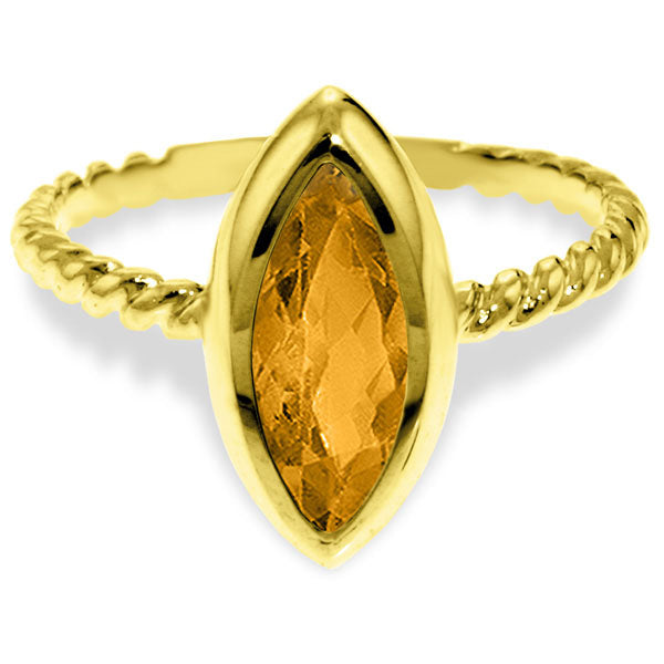 14K Solid Yellow Gold Rings w/ Natural Marquis Citrine
