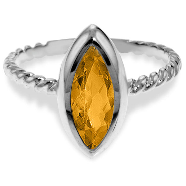 14K Solid White Gold Rings w/ Natural Marquis Citrine