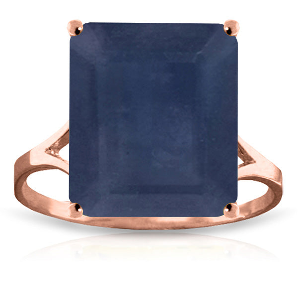 14K Solid Rose Gold Ring w/ Natural Octagon Sapphire