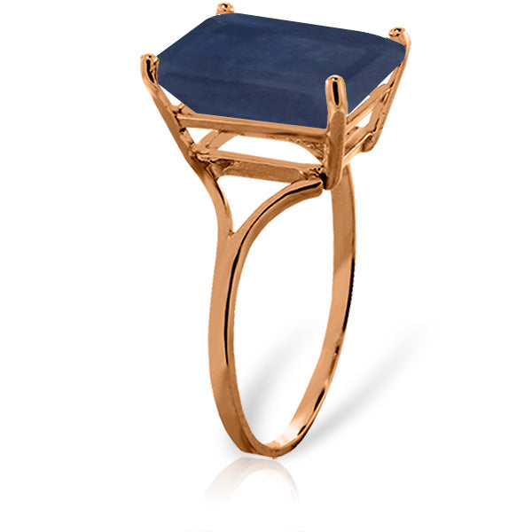 14K Solid Rose Gold Ring w/ Natural Octagon Sapphire