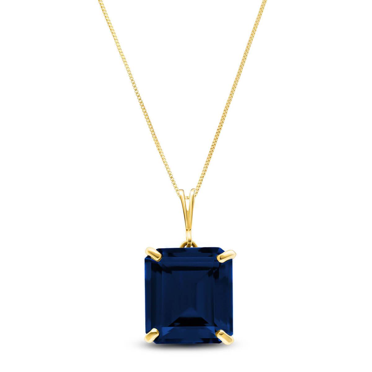 14K Solid Yellow Gold Necklace w/ Octagon Natural Sapphire