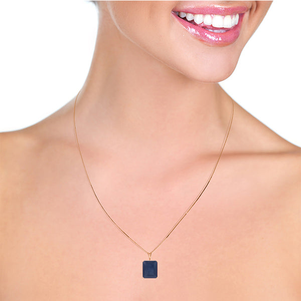 14K Solid Rose Gold Necklace w/ Octagon Natural Sapphire