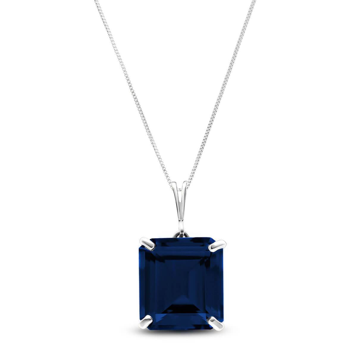 14K Solid White Gold Necklace w/ Octagon Natural Sapphire