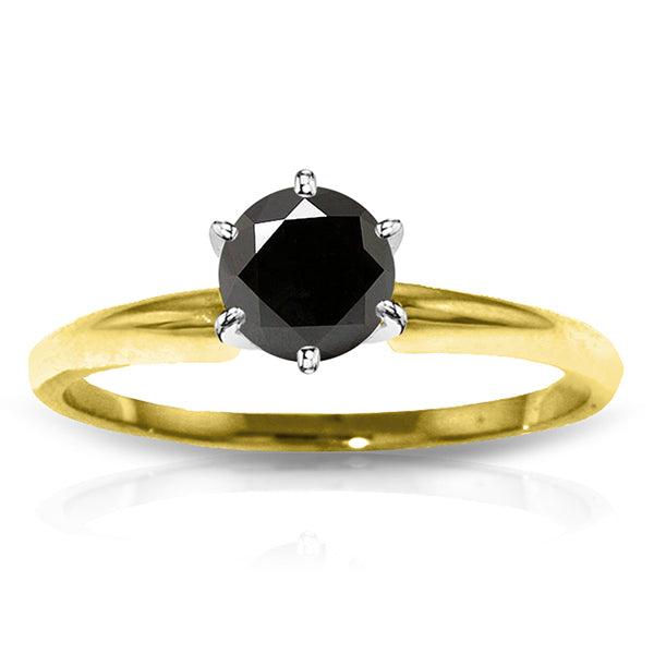 14K Solid Yellow Gold Solitaire Ring w/ 1.0 Carat Black Diamond