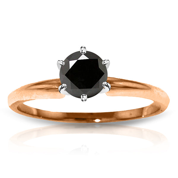 14K Solid Rose Gold Solitaire Ring 1 Carat Black Diamond Gemstone