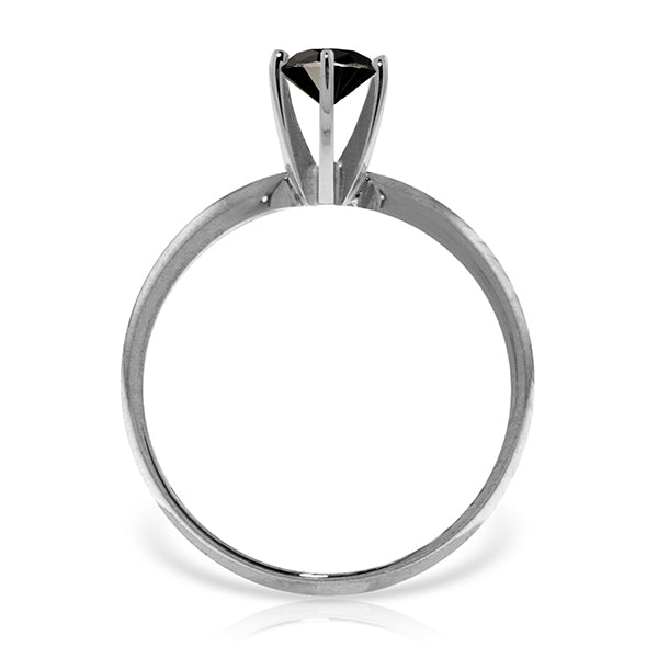 14K Solid White Gold Solitaire Ring w/ 1.0 Carat Black Diamond
