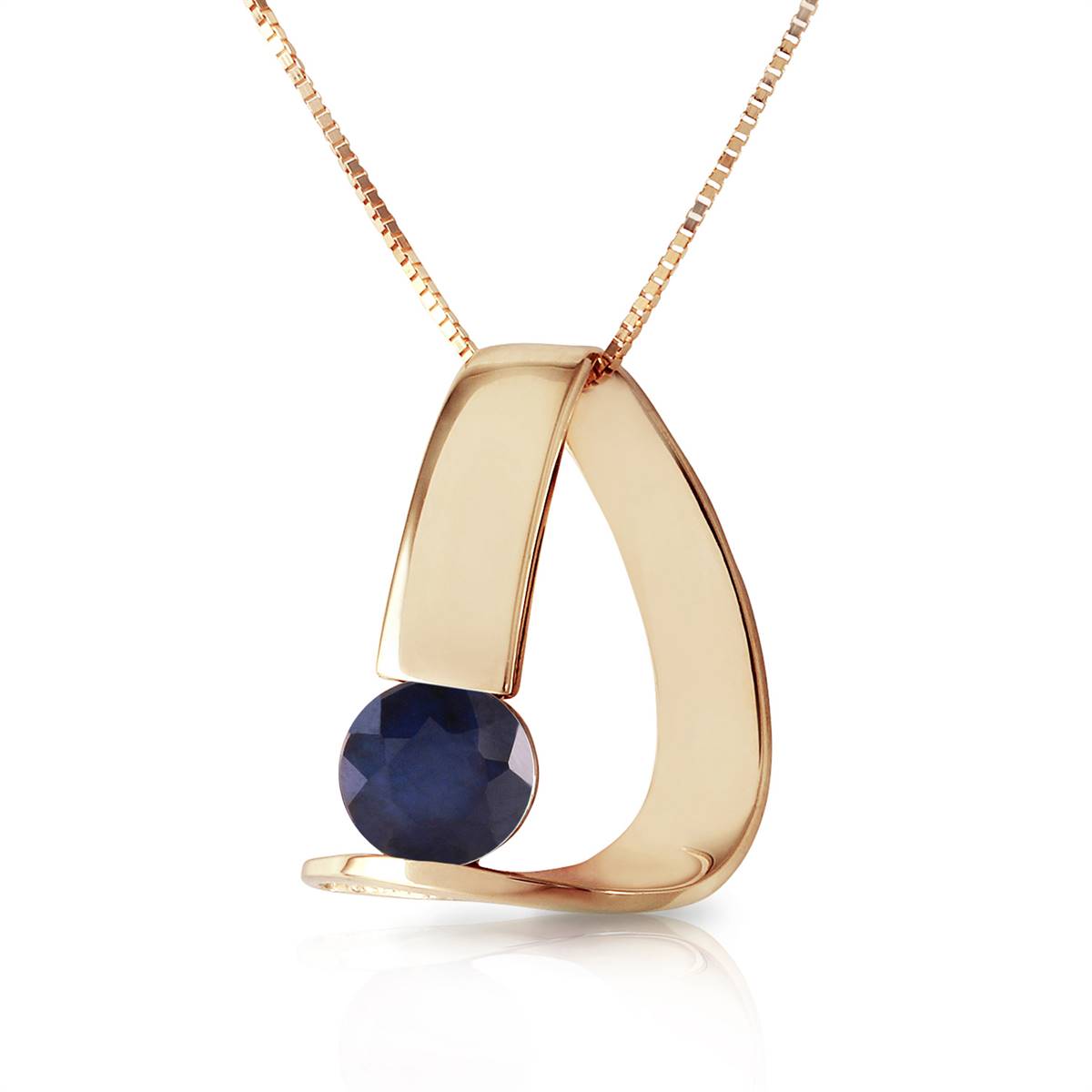 14K Solid Yellow Gold Modern Necklace w/ Natural Sapphire
