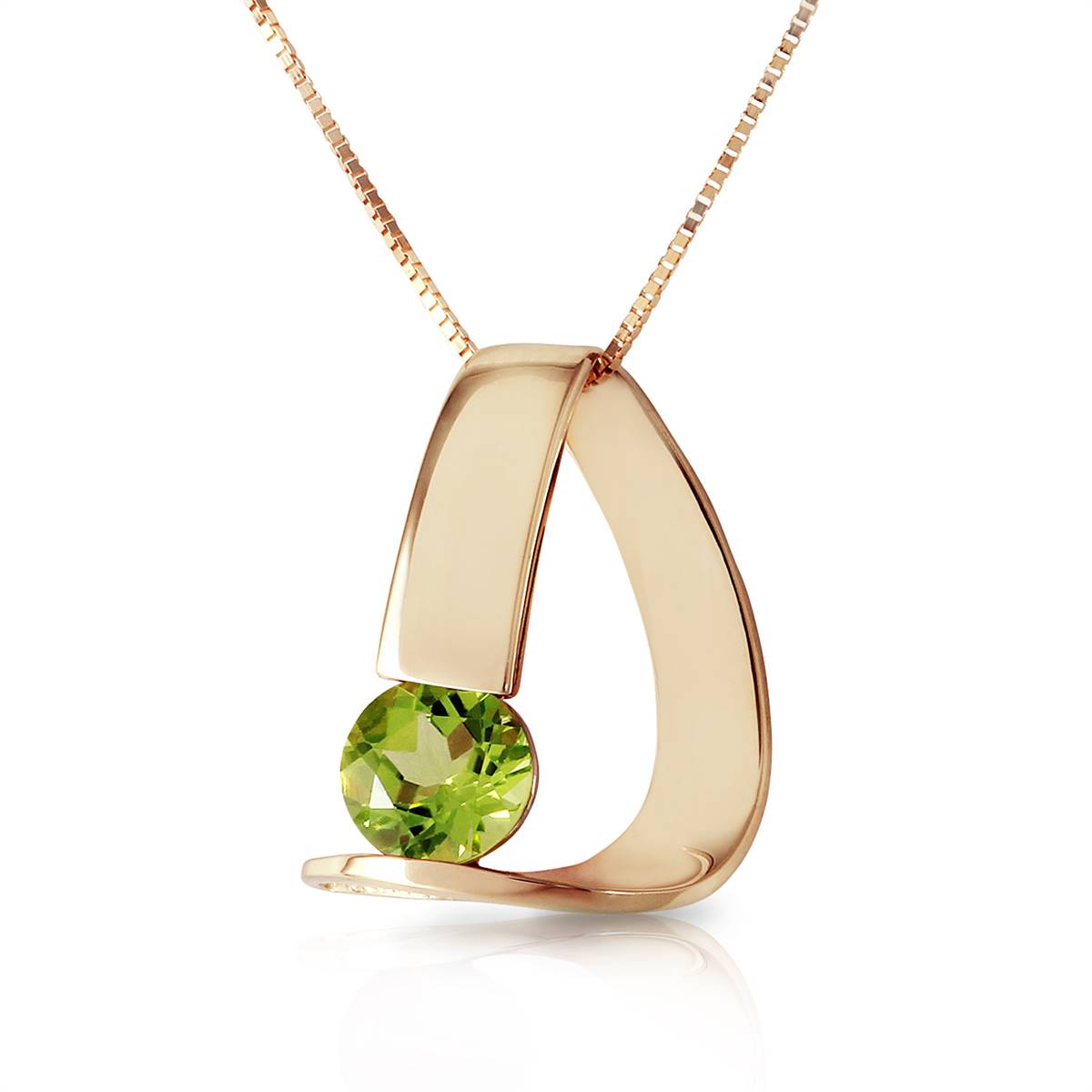 14K Solid Yellow Gold Modern Necklace w/ Natural Peridot