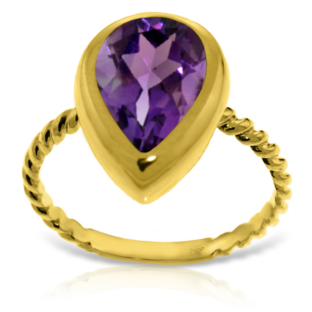 14K Solid Yellow Gold Rings w/ Natural Pear Shape Amethyst