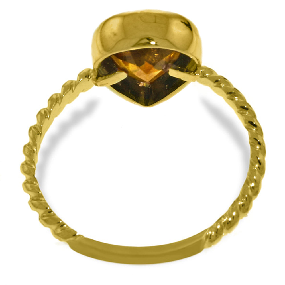 14K Solid Yellow Gold Rings w/ Natural Pear Shape Citrine