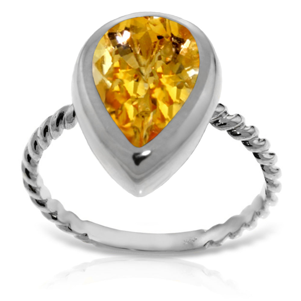 14K Solid White Gold Rings w/ Natural Pear Shape Citrine