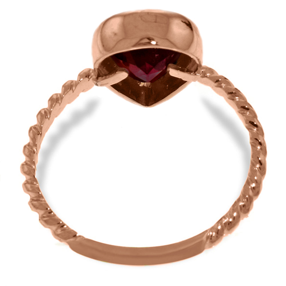 14K Solid Rose Gold Rings w/ Natural Pear Shape Garnet