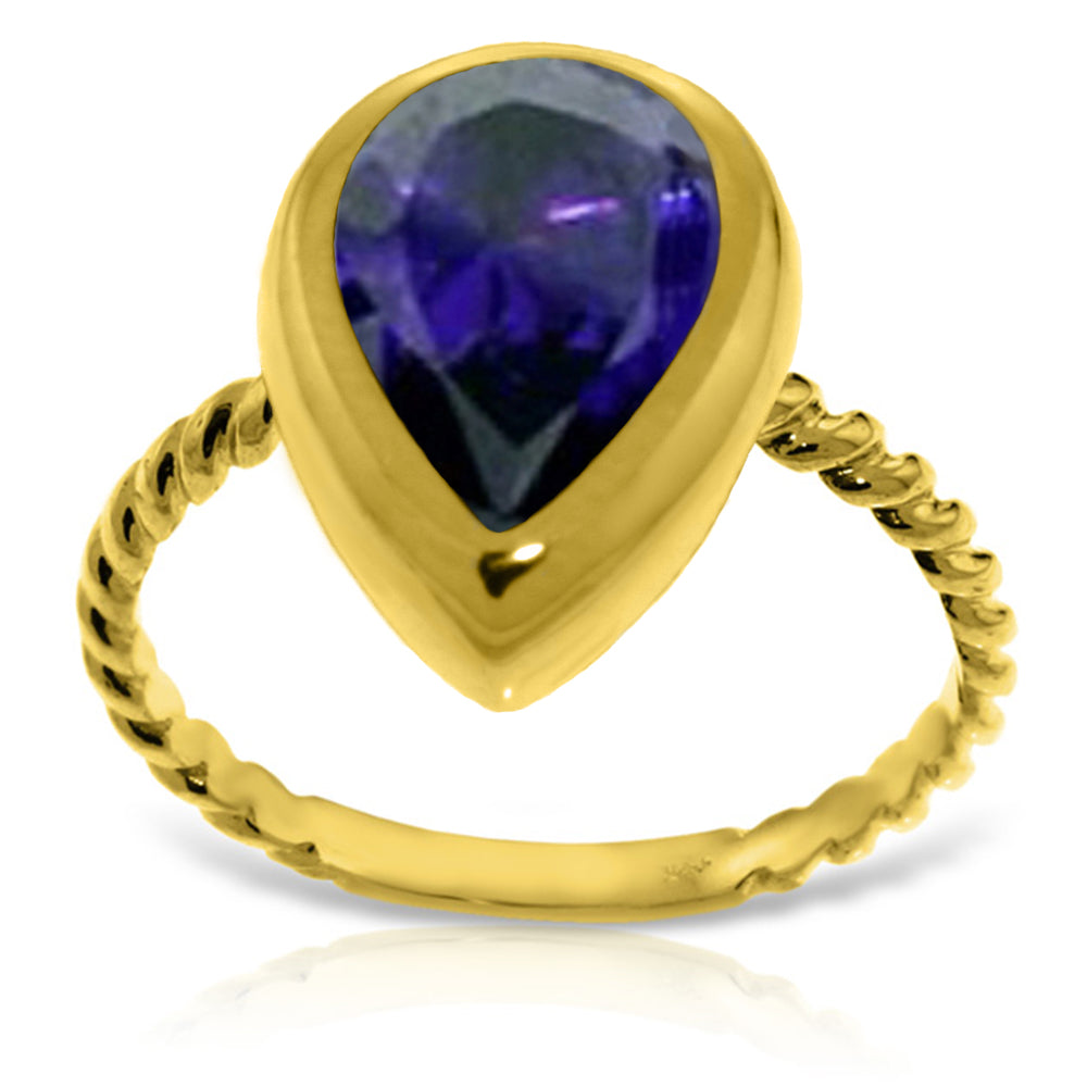 14K Solid Yellow Gold Rings w/ Natural Pear Shape Sapphire