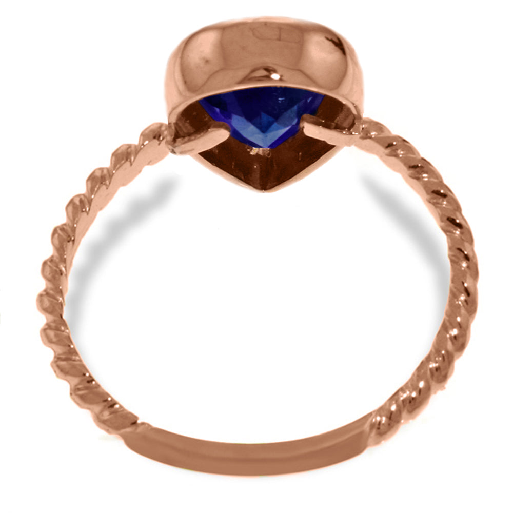 14K Solid Rose Gold Rings w/ Natural Pear Shape Sapphire