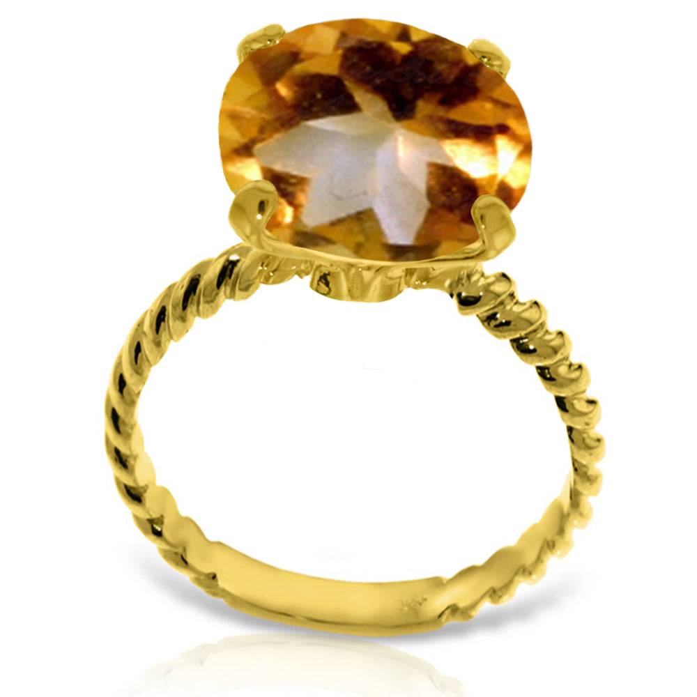 14K Solid Yellow Gold Natural 12.0 mm Round Citrine Ring