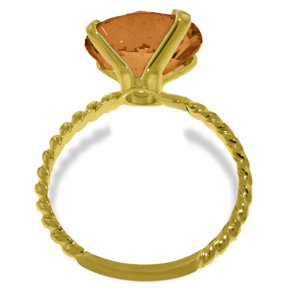 14K Solid Yellow Gold Natural 12.0 mm Round Citrine Ring