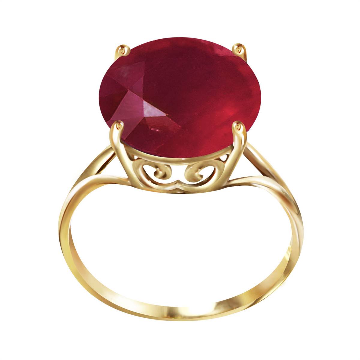 14K Solid Yellow Gold Ring w/ Natural 12.0 mm Round Ruby