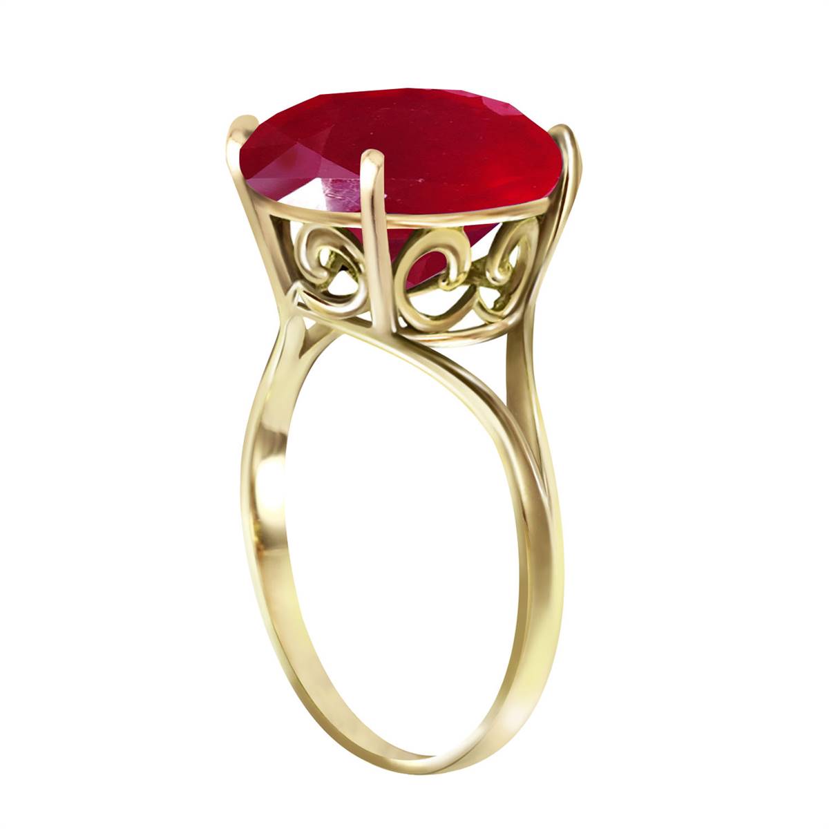 14K Solid Yellow Gold Ring w/ Natural 12.0 mm Round Ruby