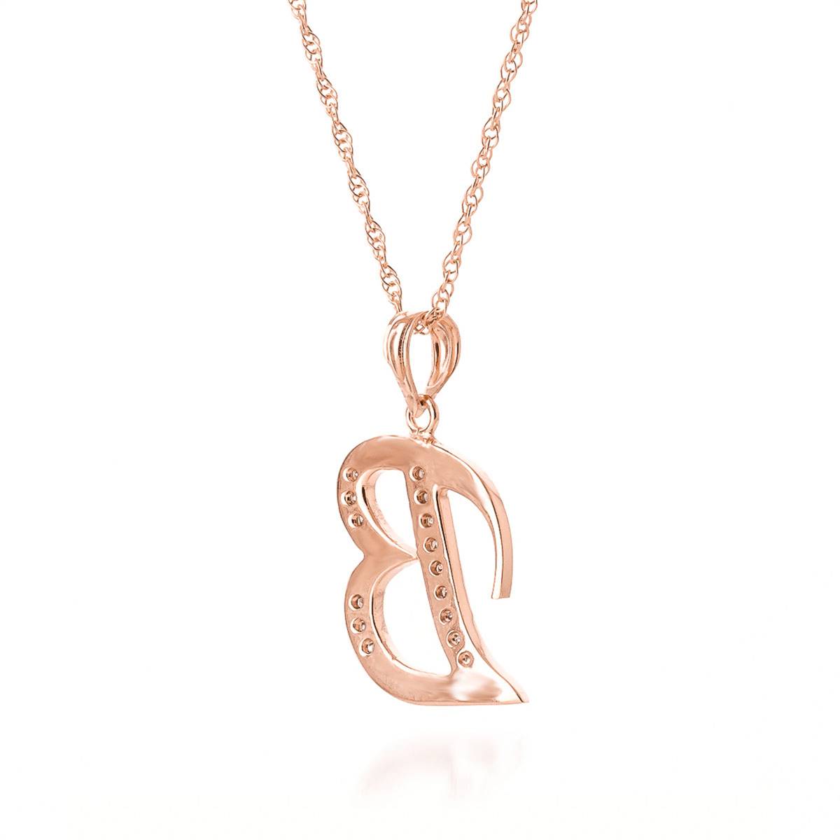 14K Solid Rose Gold Necklace w/ Natural Diamonds Initial 'b' Pendant