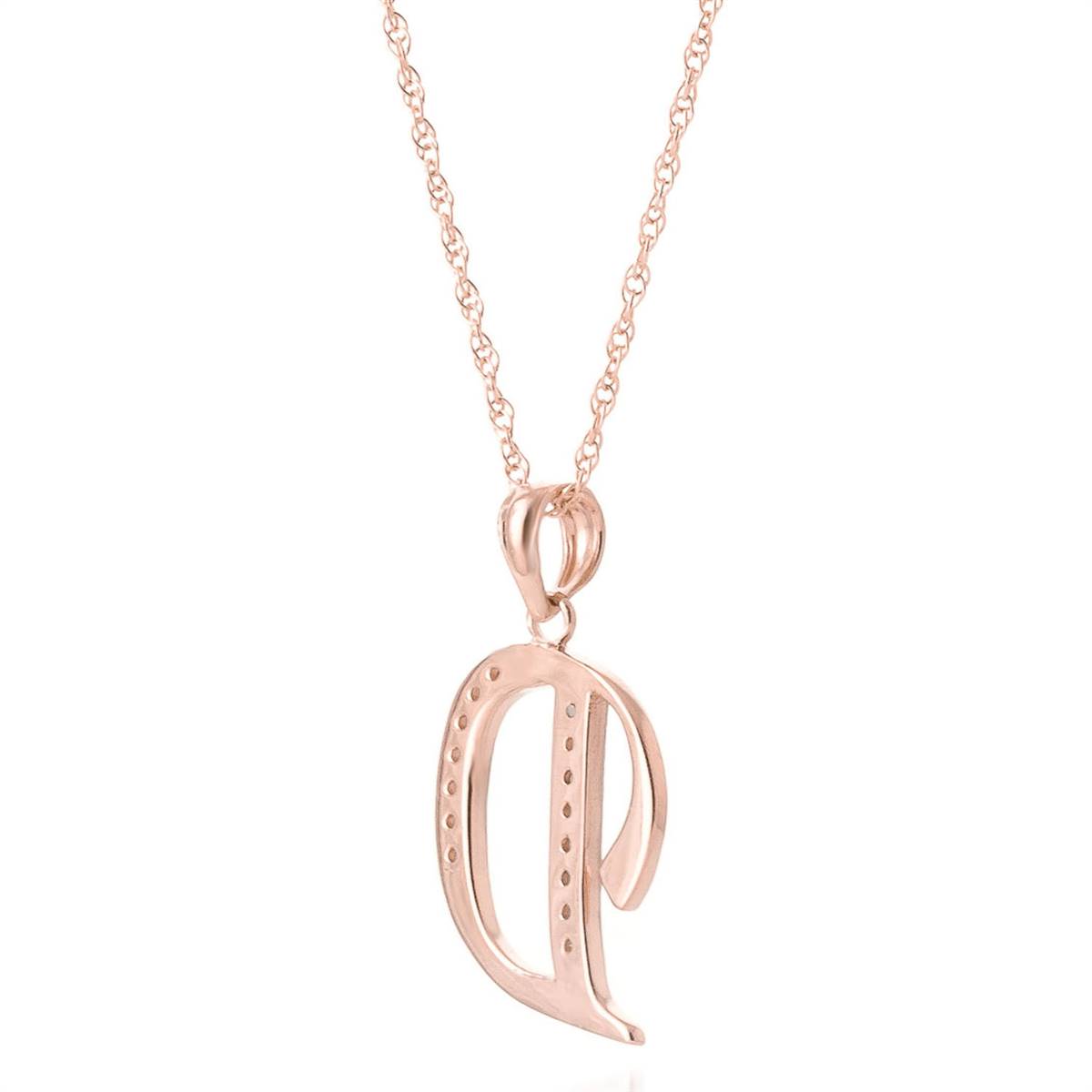 14K Solid Rose Gold Necklace w/ Natural Diamonds Initial 'd' Pendant