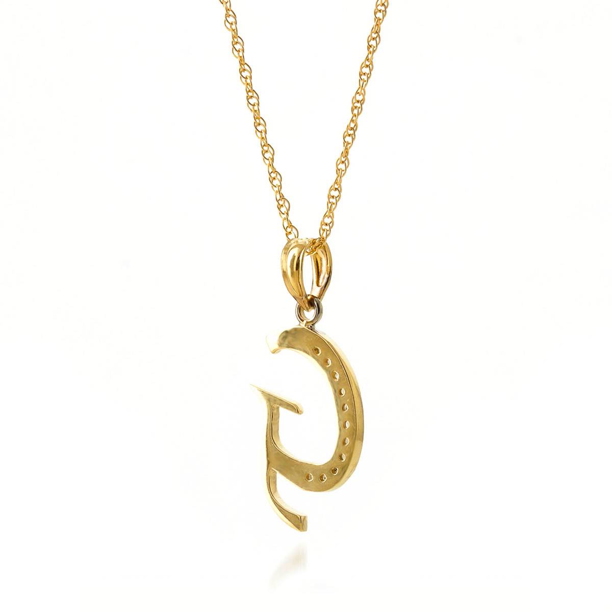 14K Solid Yellow Gold Necklace w/ Natural Diamonds Initial 'g' Pendant
