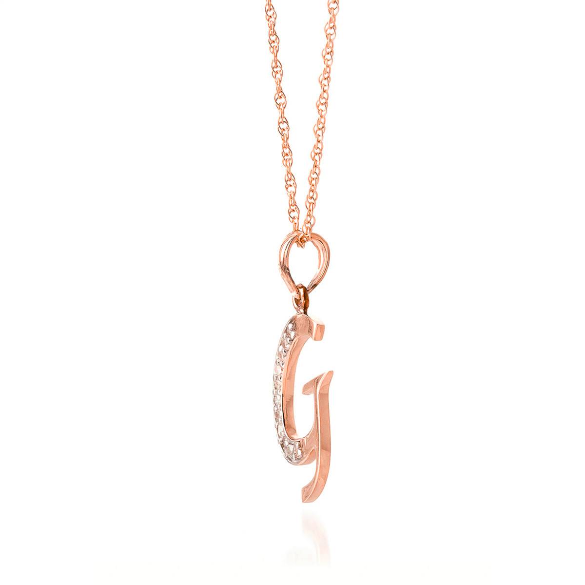 14K Solid Rose Gold Necklace w/ Natural Diamonds Initial 'g' Pendant