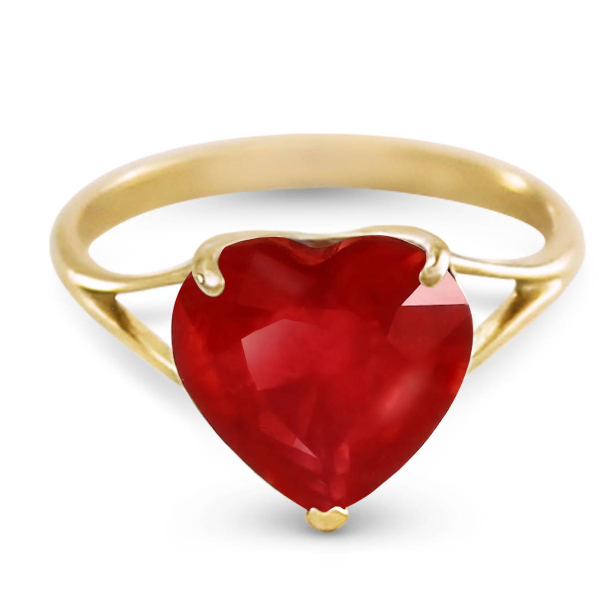 14K Solid Yellow Gold Ring w/ Natural 10.0 mm Heart Ruby