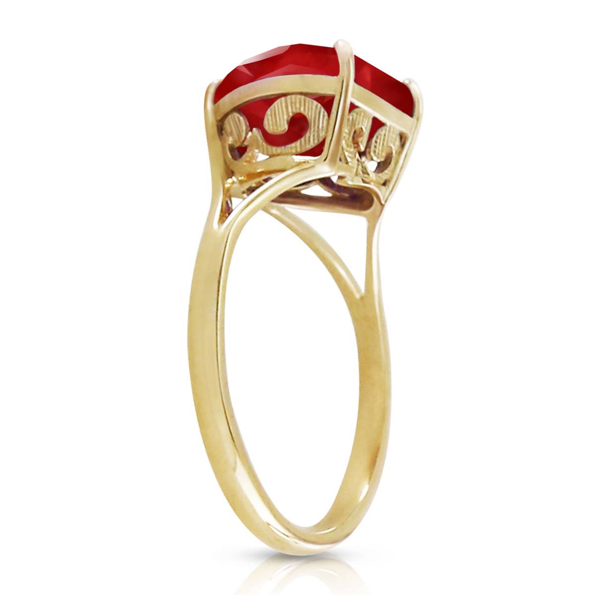 14K Solid Yellow Gold Ring w/ Natural 10.0 mm Heart Ruby