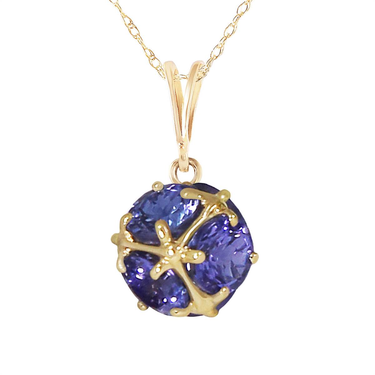 14K Solid Yellow Gold Necklace w/ Natural Tanzanites