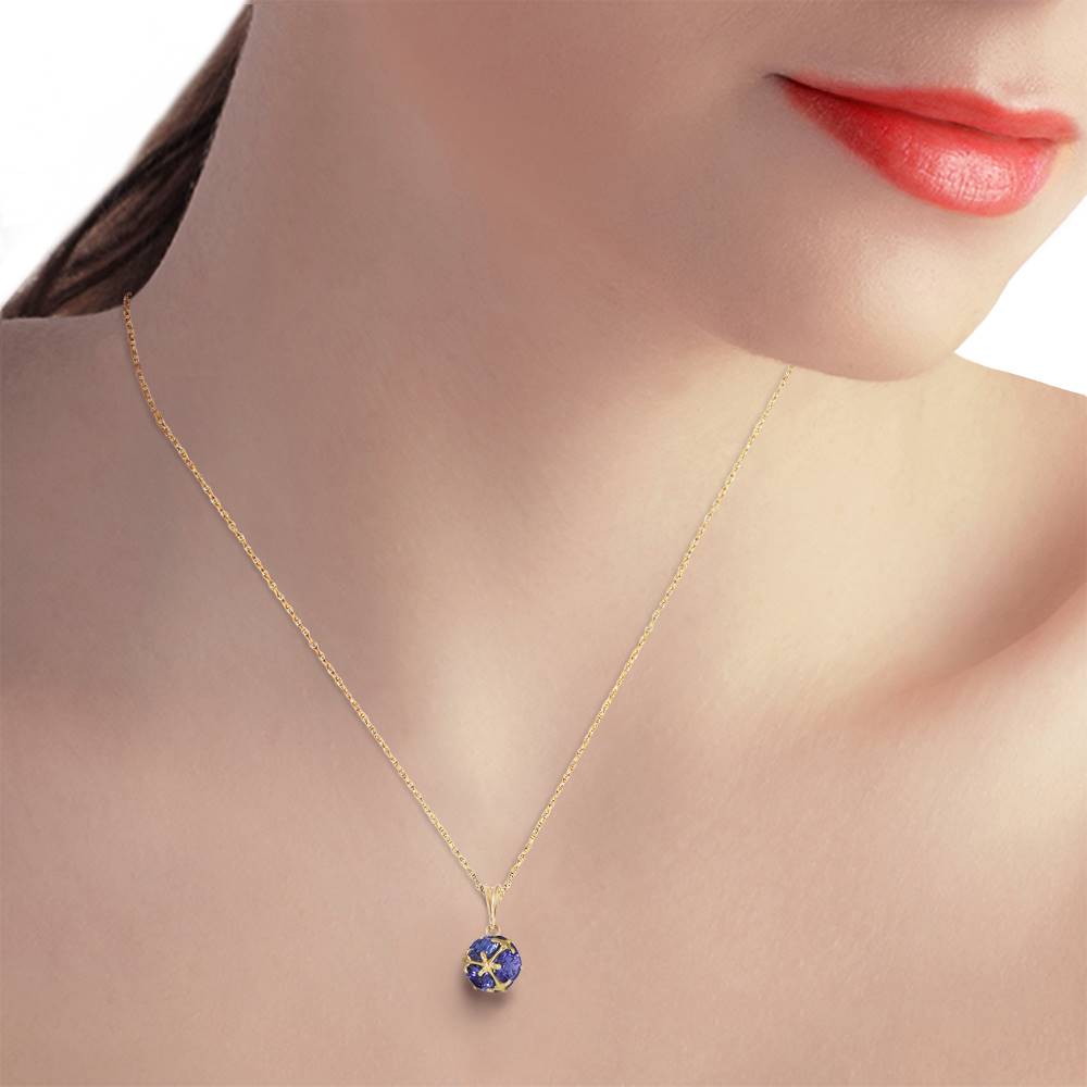 14K Solid Yellow Gold Necklace w/ Natural Tanzanites