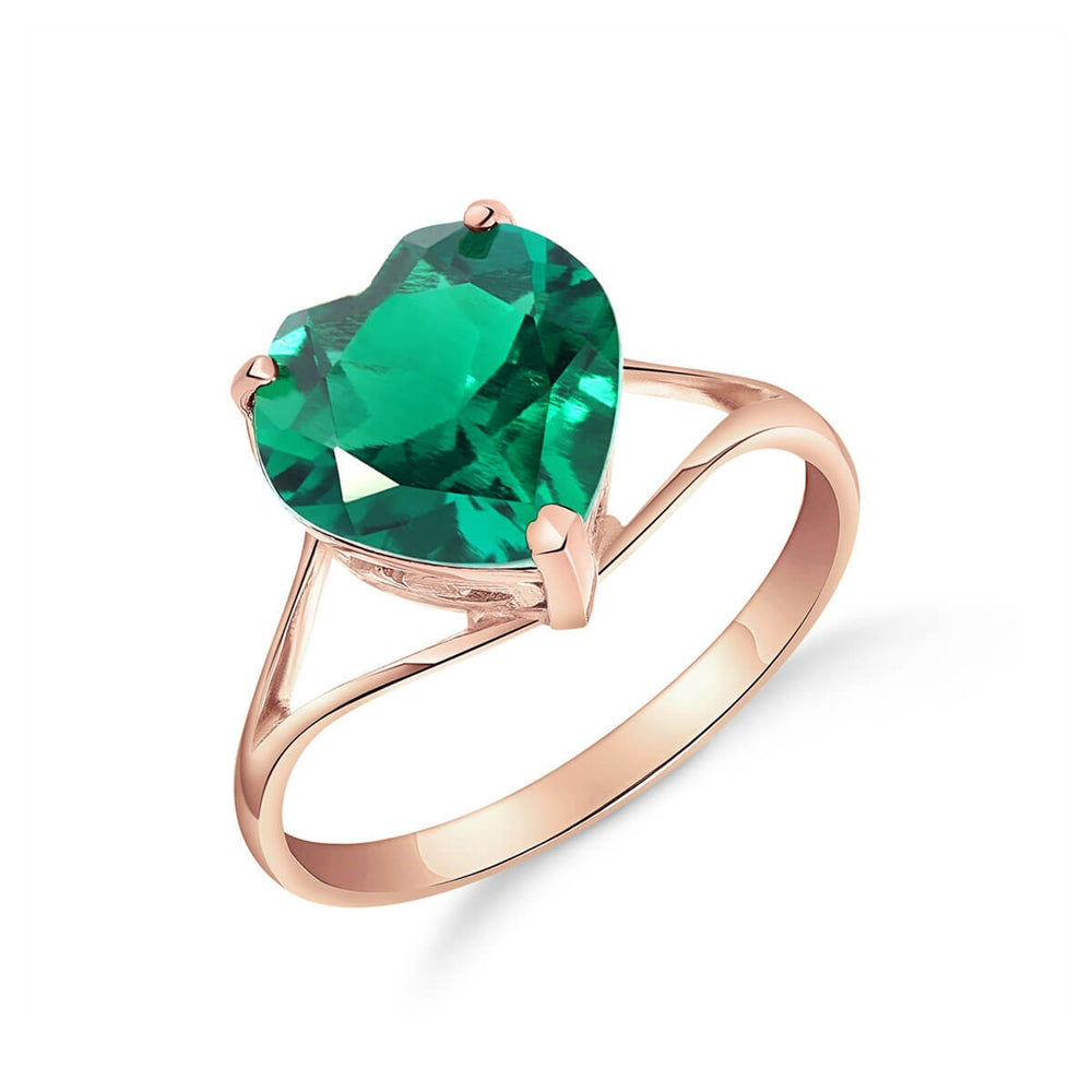 2.75 Carats 14K Solid Rose Gold Brilliant Heart Cut Shape Emerald Solitaire Cathedral Ring with Genuine Vibrant Emerald Heart Shape Anniversary Engagement Promise Her Him Unisex