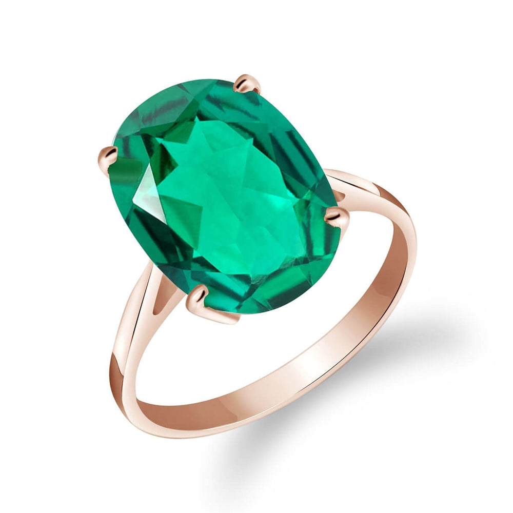 4.50 Carats 14K Solid Rose Gold Brilliant Oval Cut Emerald Solitaire Ring with Genuine Vibrant Emerald Oval Shape Anniversary Engagement Promise Her Him Unisex