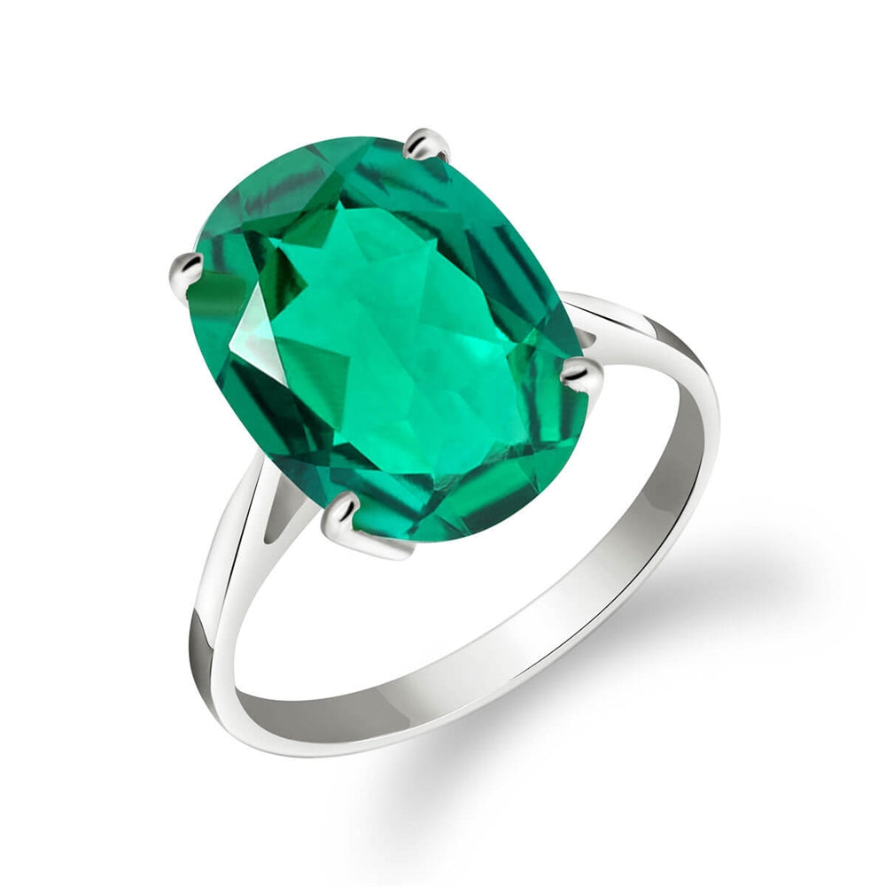 4.50 Carats 14K Solid White Gold Brilliant Oval Cut Emerald Solitaire Ring with Genuine Vibrant Emerald Oval Shape Anniversary Engagement Promise Her Him Unisex
