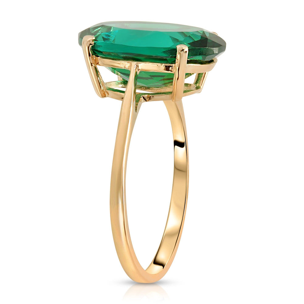 4.50 Carats 14K Solid Yellow Gold Brilliant Oval Cut Emerald Solitaire Ring with Genuine Vibrant Emerald Oval Shape Anniversary Engagement Promise Her Him Unisex