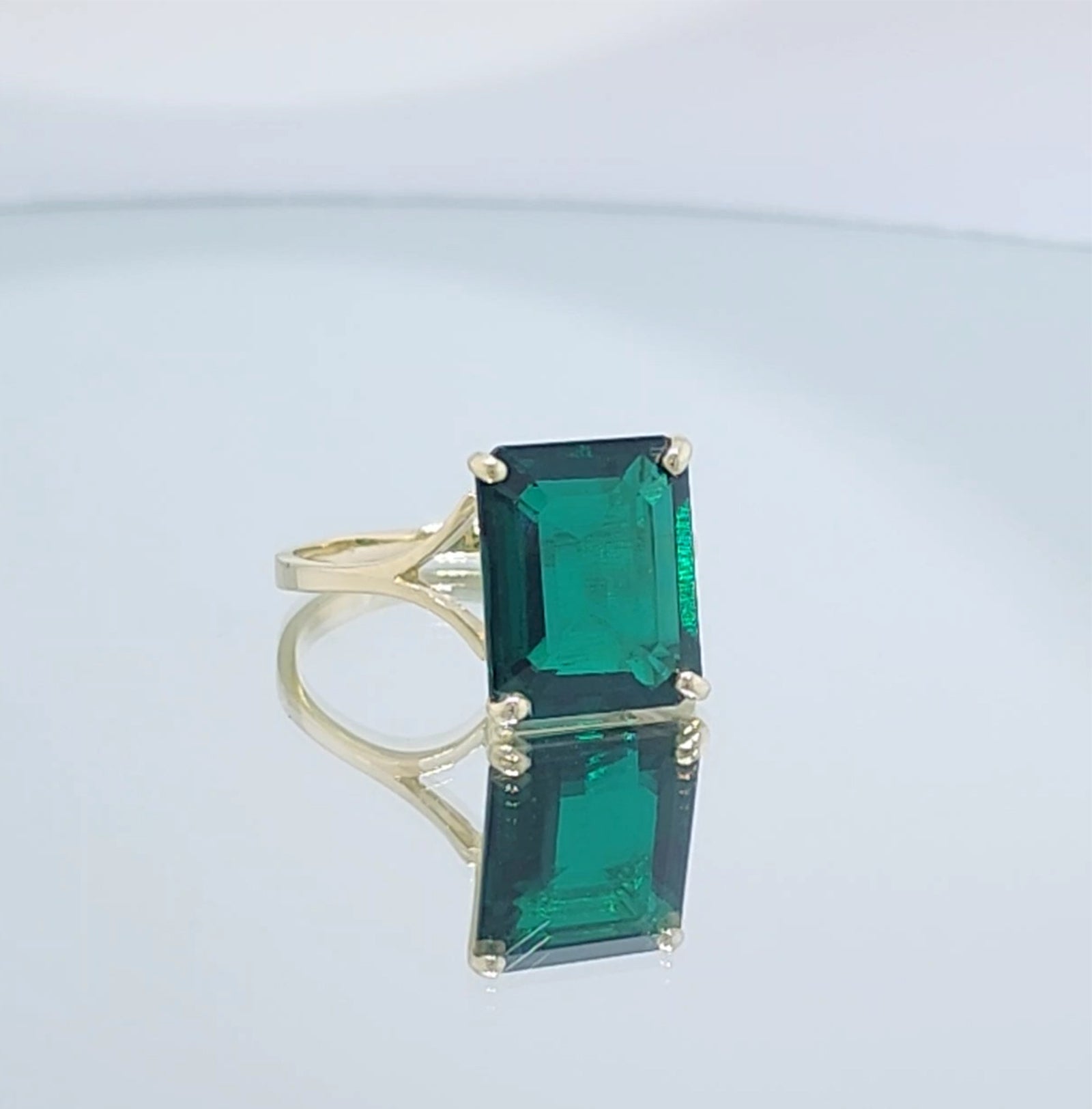 4.50 Carats 14K Solid Rose Gold Brilliant Emerald Cut Emerald Solitaire Ring with Genuine Vibrant Emerald Octagon Shape Anniversary Engagement Promise Her Him Unisex