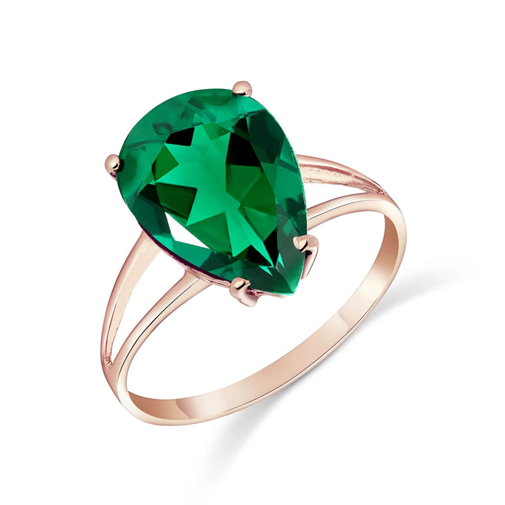 3 Carats 14K Solid Rose Gold Brilliant Pear Cut Emerald Solitaire Ring with Genuine Vibrant Emerald Anniversary Engagement Promise for Her Him Unisex