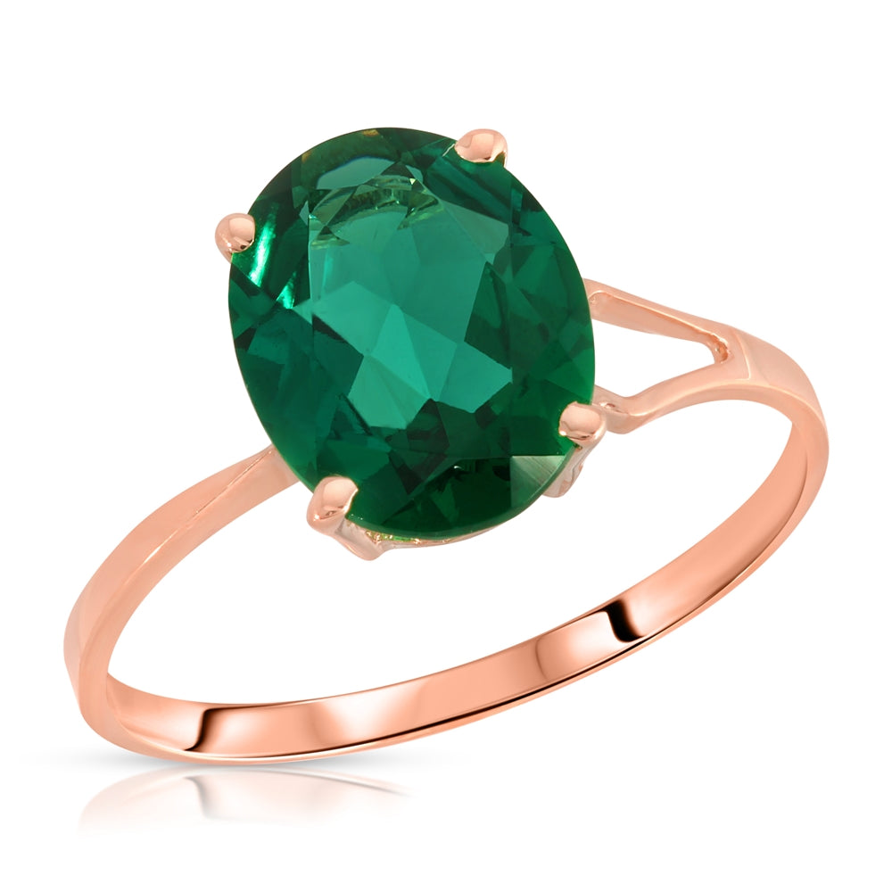 1.90 Carats 14K Solid Rose Gold Emerald Solitaire Ring with Genuine Vibrant Emerald Brilliant Cut Anniversary Engagement Promise Valentines for Her Him Unisex Ring