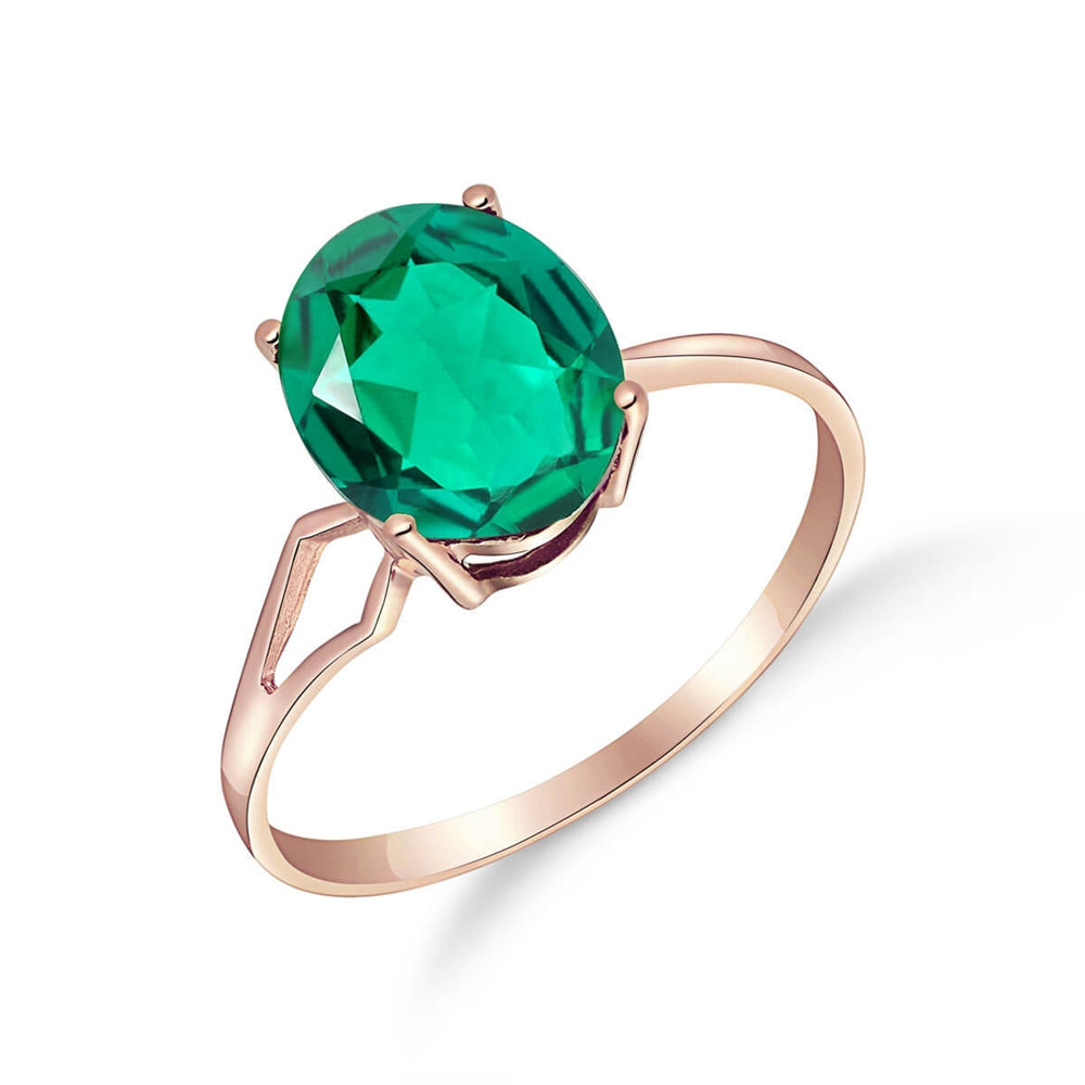 1.90 Carats 14K Solid Rose Gold Emerald Solitaire Ring with Genuine Vibrant Emerald Brilliant Cut Anniversary Engagement Promise Valentines for Her Him Unisex Ring