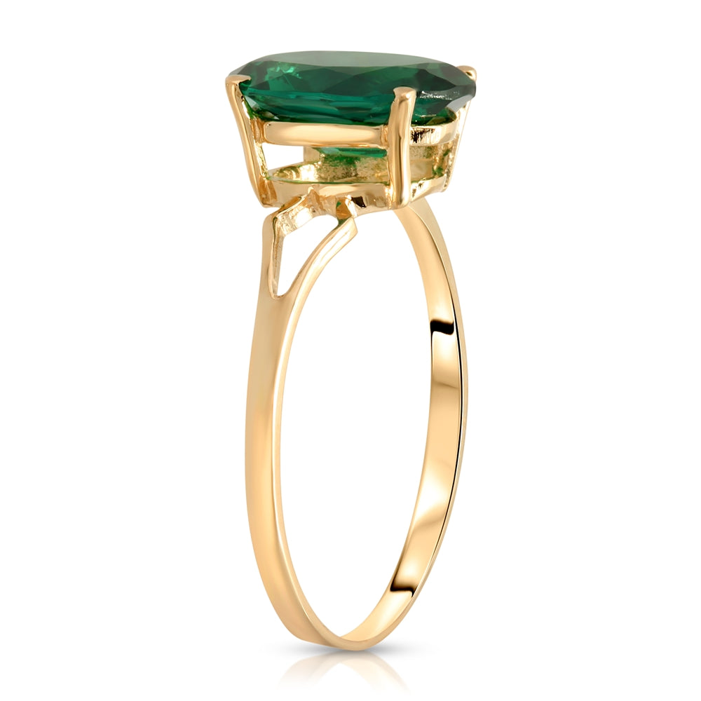 1.90 Carats 14K Solid Yellow Gold Emerald Solitaire Ring with Genuine Vibrant Emerald Brilliant Cut Anniversary Engagement Promise Valentines for Her Him Unisex Ring