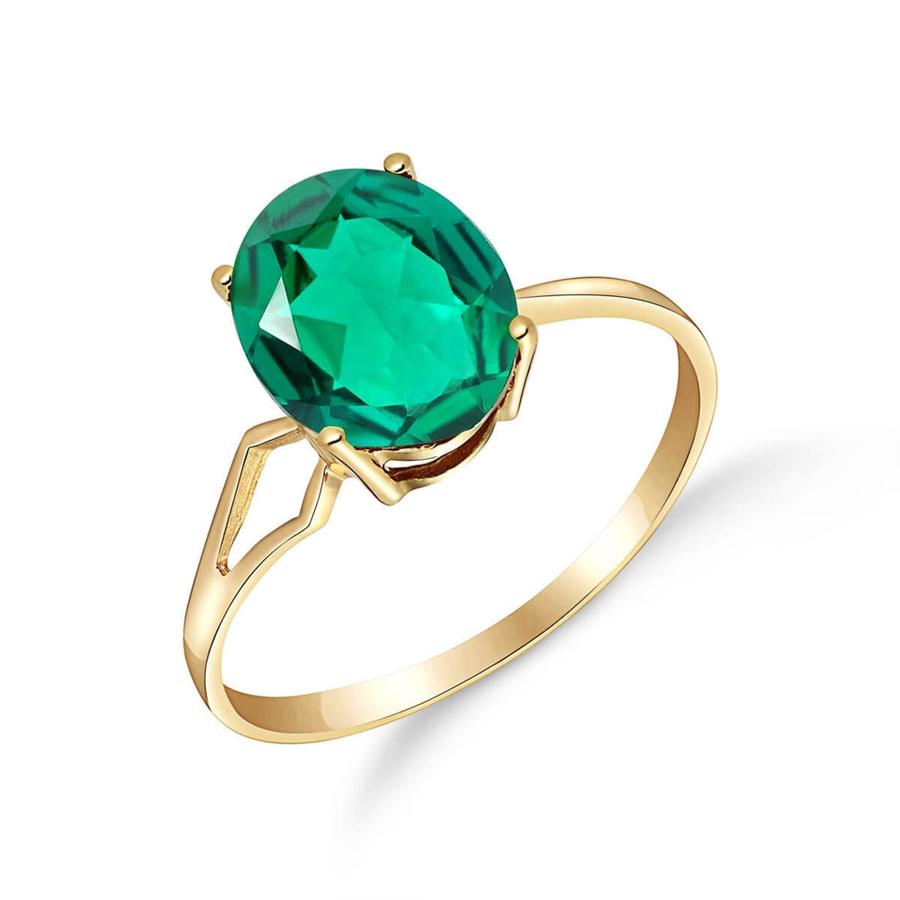 1.90 Carats 14K Solid Yellow Gold Emerald Solitaire Ring with Genuine Vibrant Emerald Brilliant Cut Anniversary Engagement Promise Valentines for Her Him Unisex Ring